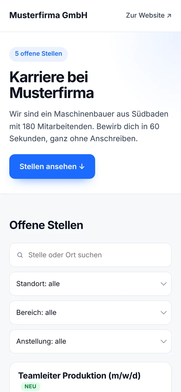Karriereseite mobil