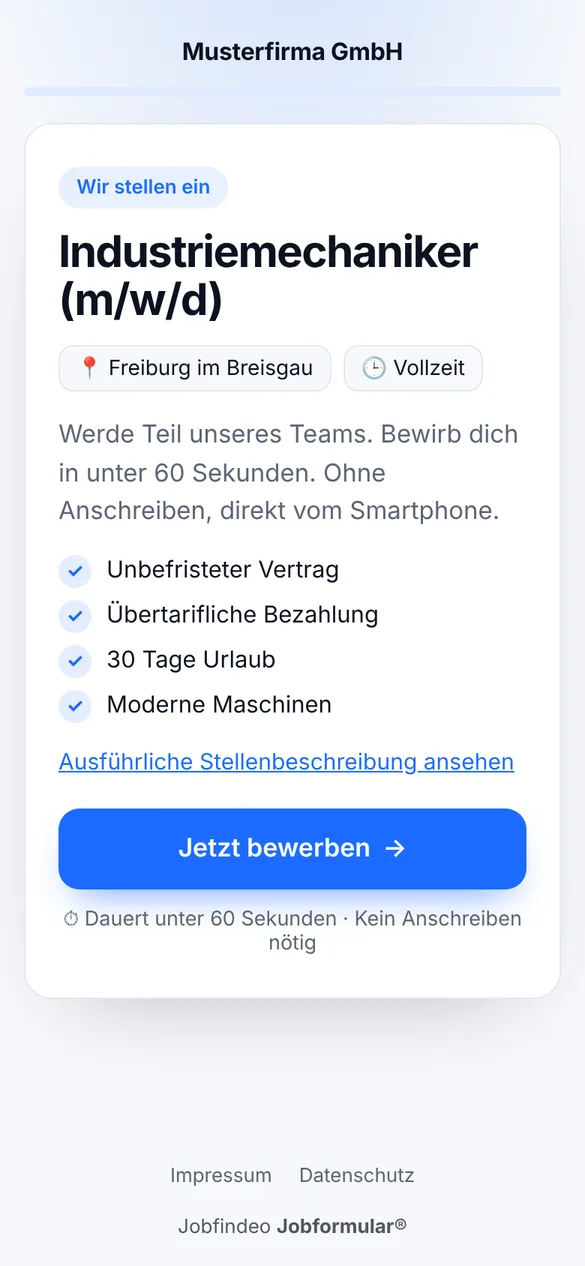 Bewerben in unter 60 Sekunden